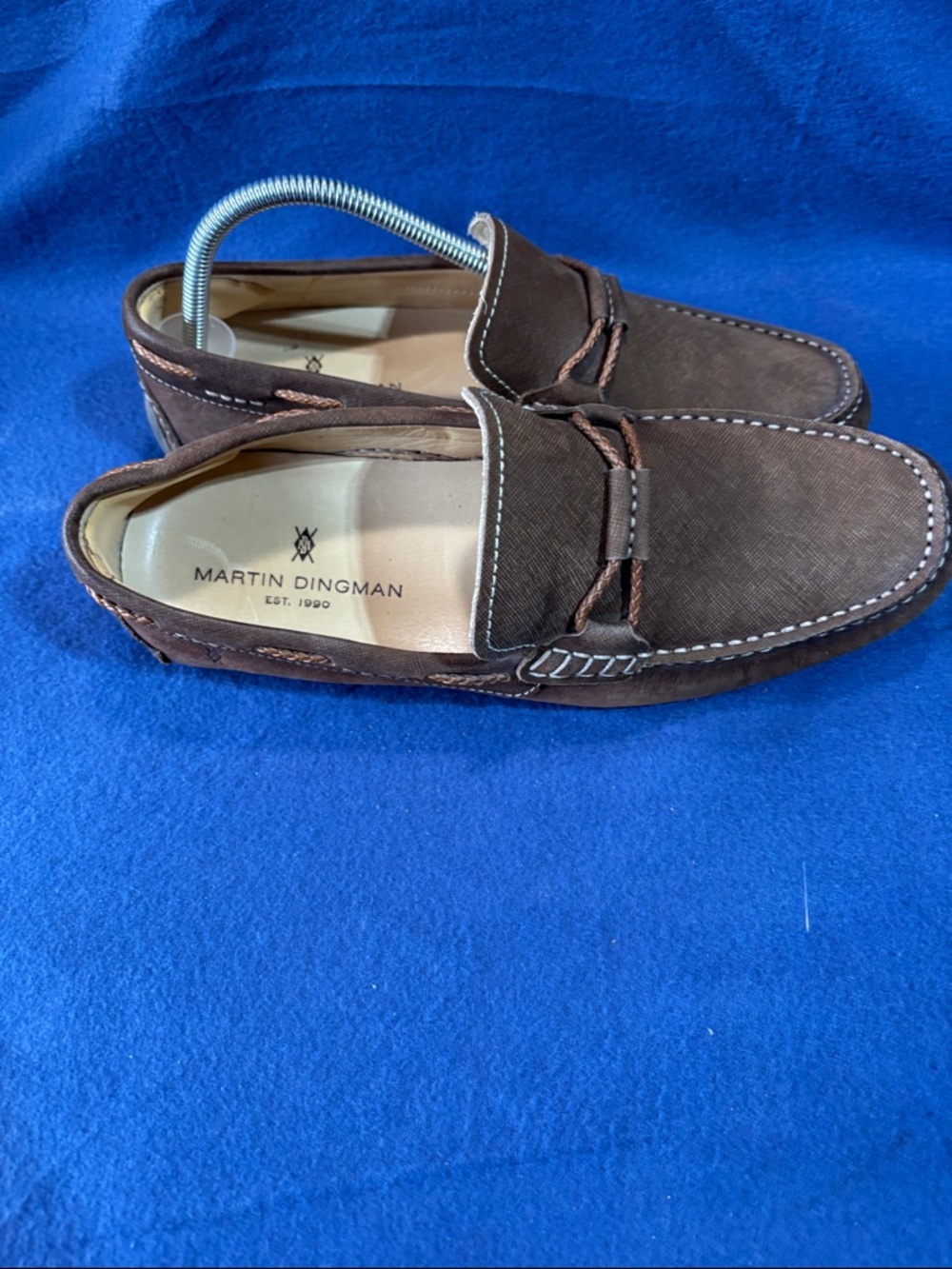 Martin Dingman Dark Brown Suede Slip-On Loafers
